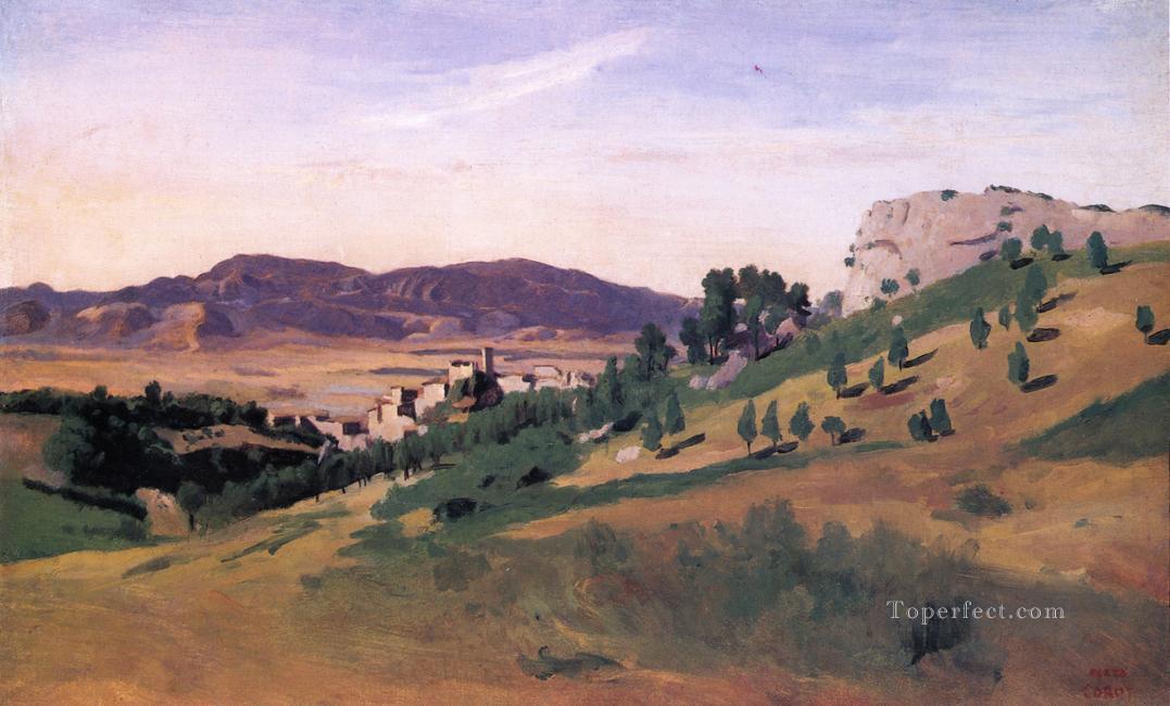 Olevano la ciudad y las rocas al aire libre Romanticismo Jean Baptiste Camille Corot Pintura al óleo